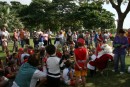 Swamped!!! Some of the 300 mostly Australian people who came to see Father Christmas.