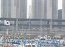 Busan Olympic Marina hemmed in by apartment blocks