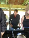 Phil panning for gold at one of the stops on the West Coast Wilderness Railway trip from Queenstown to Strahan