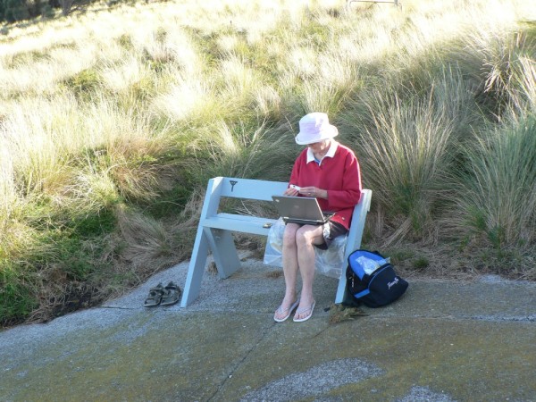 Checking e-mails at Telstra Corner, Deal Island