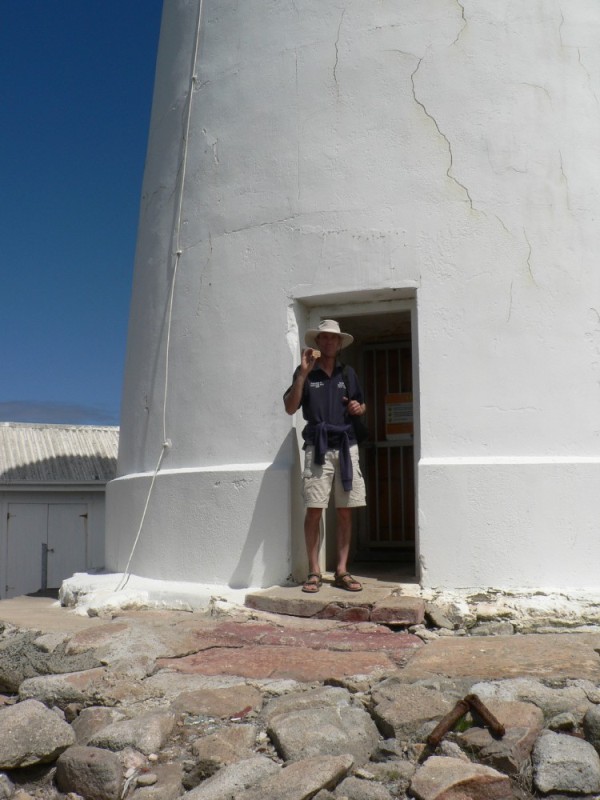 Phil at the door to the Deal Island lighthouse