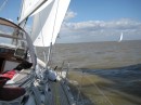 Sailing towards our home port in the River Orwell