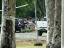 "The Rock" and crew filming new reality tv show, Heroes, in the jungle behind the marina.