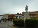 La Aduana Square, marble monument of Christopher Columbus, a gift  from Italy