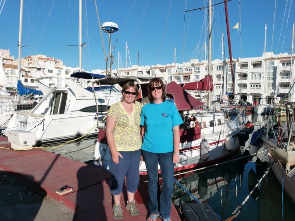 Anne and Lynne taking the rays in Almerimar