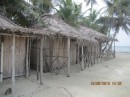 Kuna style hotel rooms are small huts with thatched roof, bamboo walls and sand floor.