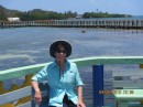 Gail with the foot bridge to Santa Catalina island in the background.