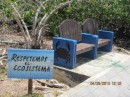 One of the many painted benches everywhere along the walkway.