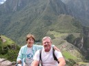 Gail and Tony half way up Wayna Picchu.