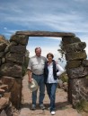 Tony and Gail in a gateway between 2 villages.