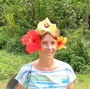 Gail with the largest hibiscus we