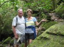 Gail & Tony following the carins in the forest.