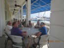Today is the day!  Our crew is ready and just having one last meal at the Shelter Bay Marina restaurant!  Left to Right: Tony, Paul, Chris, Bonnie, Bryan and Garrow.