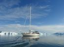 Alkahest at anchor in Sarqaq, Greenland