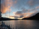We set sail down Tory Channel at sunrise; headed for Cook Strait; the beginning of the last leg of our trip around NZ.