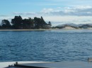 Nice white sandy beaches looked inviting as we enter Otago Harbour