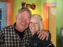 Jim, who is beginning to feel in the spirit, gives a holiday hug to Tiffany at Hurricane Pattys.  