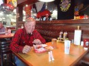Jim happily prepares to dig in. (The Pig Stand, Ormond Beach FL)