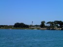 I grab a photo of the lighthouse on Anastasia Island as we pass by on our way to the Bridge of Lions, the only obstacle now standing between Radio Flyer and the deep blue sea.