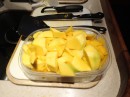 In June, mangoes are plentiful in Florida, and so Jim decides to make mango chutney.