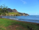 Shoreline of Nuku Hiva, Taiohae Bay, from the coast road.