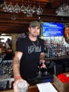 Inside, Justin is always happy to pour you a cold beer. (Bartender Justin, Hurricane Pattys, St. Augustine FL)
