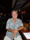 Jim enjoys a beer at the bar at Va-i-Moana resort.