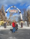 Jim and sister Leah pose wistfully in front of the "Tiki Bar" among the February snow at Calypso Bay in Tracys Landing, Maryland.