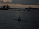 A lone canoeist sits quietly on the water at dusk. Canoe races (or practices?)were held all around our boat in the late afternoon daily. For more island outrigger canoe photos click on the Canoe Racing album at the bottom of the main Bora Bora photo album page.