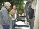 Sorry, Jim, but Aussie chef Peter (right) is not about to let some Yank tell him how to barbecue.