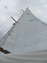 Cactus Wren mainsail proudly displays her hull number 100 as we sail on toward Tonga.