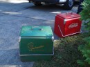 These antique coolers, still sitting in the driveway, served good purpose during the wedding reception.