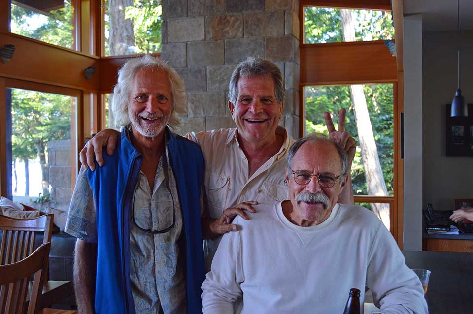 Boys will be boys! Kirk hanging with his pals: Jim and Sandy. Seems like just yesterday we were all together! We loved having Sandy as one of our crew down the coast from Port Townsend to Newport, Oregon, too bad Neptune foiled the trip to San Francisco.