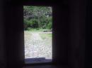 Looking out a side door to the gardens beyond.