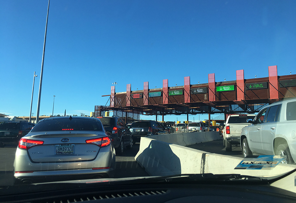 Welcome to USA: The longest part of the road trip, sitting in traffic at the border for over an hour waiting to cross. Driving a rental car with Mexican plates, we didn