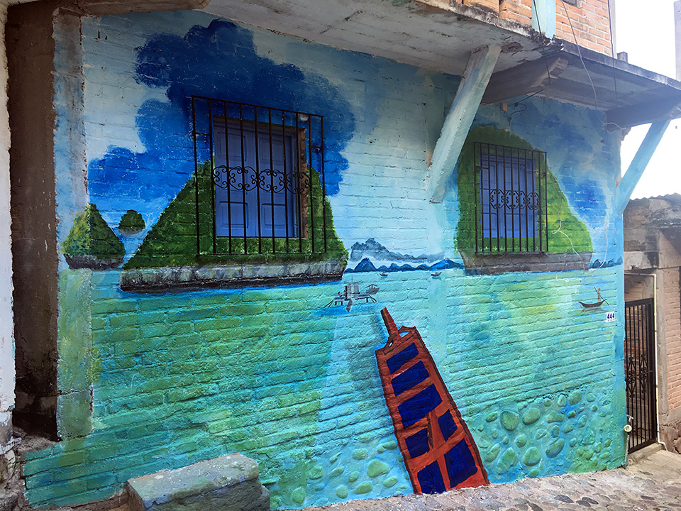 The hike up/down from Mirador de La Cruz, in downtown Puerto Vallarta is lined with lovely murals. 
