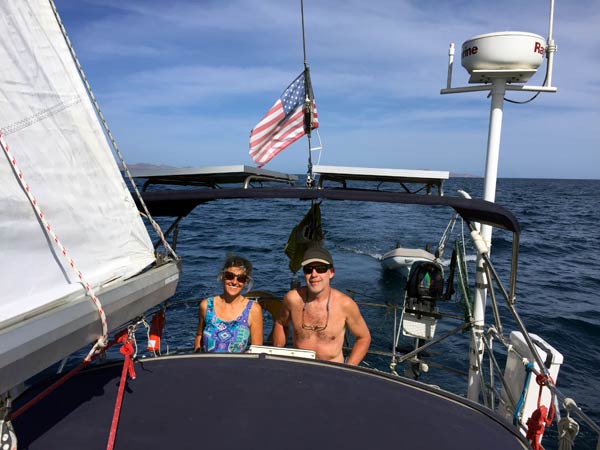 Heidi  and Jared, sailing to San Evaristo.