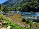 The hiking trail leaves from the head of the bay at Boca del Tomitlan, passing all these fishing pangas in the river... 
