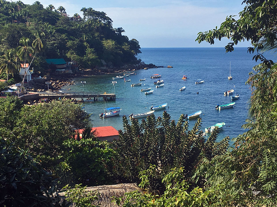 View of Yelapa Bay from the trail that connects the village to the beach.