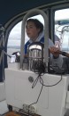 At the helm crossing the Columbia River bar!