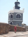 Margi in front of El Morro lighthouse