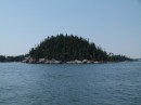 Our first anchorage in Maine was beautiful and far away from any cities.  It was mostly pine trees and rocks. 