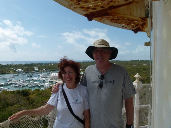 Someone offered to take our picture together.  Here we are at the top of the lighthouse.