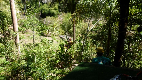 Here is Bill about to approach the platform for one of the eight ziplines we did. 
