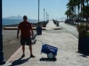 Rudy dragging the dock cart through Loreto