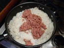 Tara mad a big batch of rice and spam for Stinky