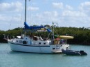 Our buddy boat Sandy Annie as we wait in Angelfish Creek before crossing over the Gulf Stream