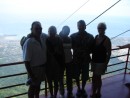 Very dark picture of Bruce, Dorte, Milesia, Frank and Connie at the cable car disembarcation point.