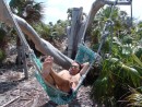 Bruce relaxing in a hammock at the south anchorage of Warderick Wells
