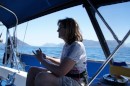 enjoying the day sail .. Heike visiting with Carly on Solar Planet

01-2015   False Bay
